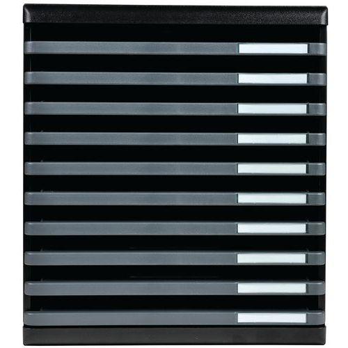 Illustration de : Modulo a4 10 tiroirs ouverts ecoblack