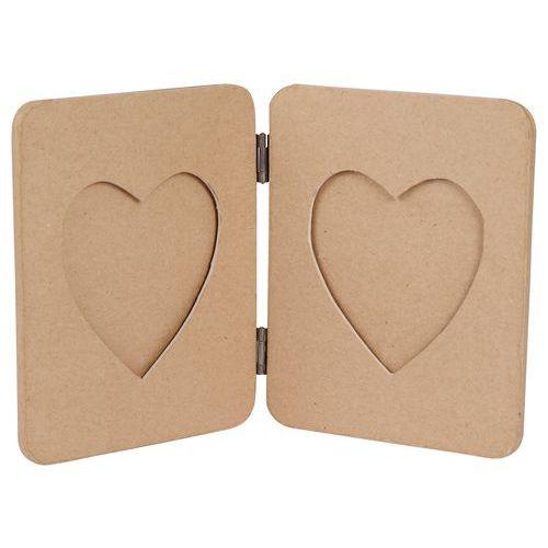 Illustration de : Cadre album avec coeurs en papier mâché à décorer - Décopatch