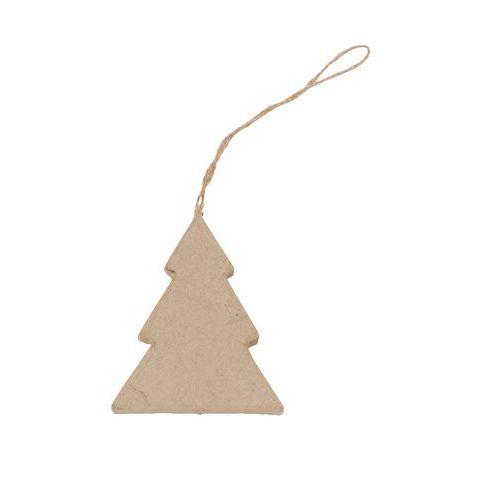 Illustration de : Sapin plat à suspendre 8 cm en papier mâché à décorer - Décopatch