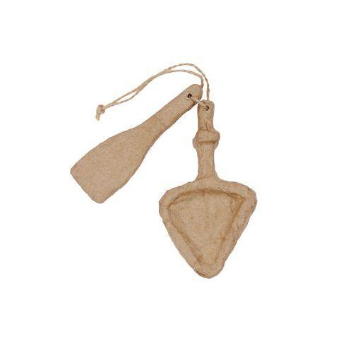 Illustration de : Poêlon et spatule à raclette en papier mâché à décorer - Décopatch