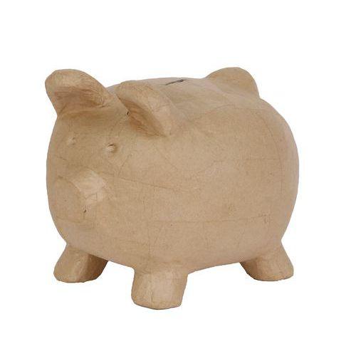 Illustration de : Tirelire cochon 25,5 cm en papier mâché à décorer - Décopatch