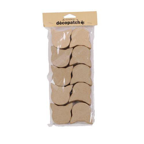 Illustration de : Set de 10 petites boites chats en papier mâché à décorer - Décopatch