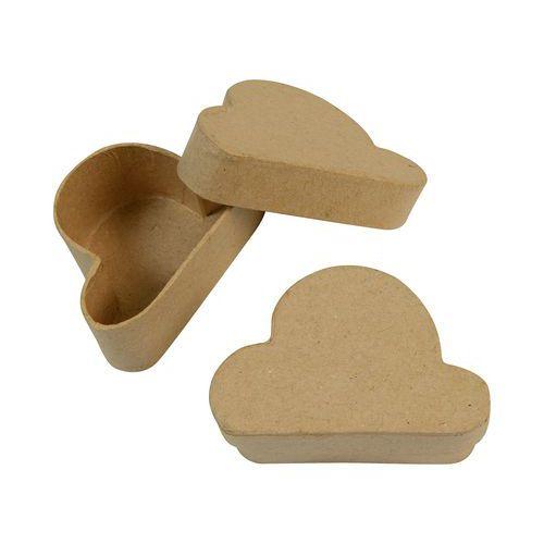 Illustration de : Set de 10 petites boites nuages en papier mâché à décorer - Décopatch