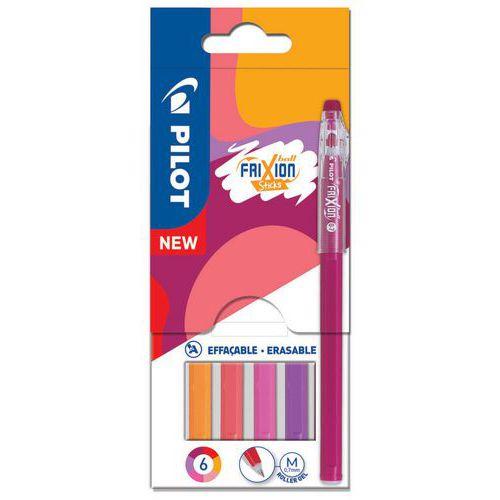 Illustration de : Poch 6 stylos roller ball sticks tons chauds 0,7mm - Pilot Frixion