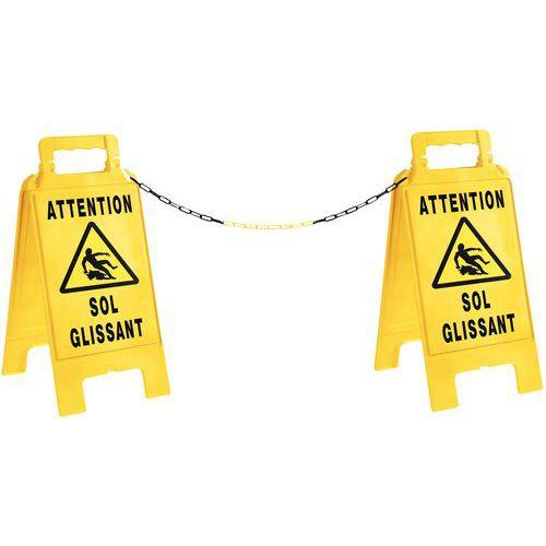Illustration de : Chevalet de signalisation de danger jaune - En kit