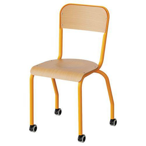 Illustration de : Chaise Atlas 4 pieds roulettes dossier encastré T6 - Manutan Expert