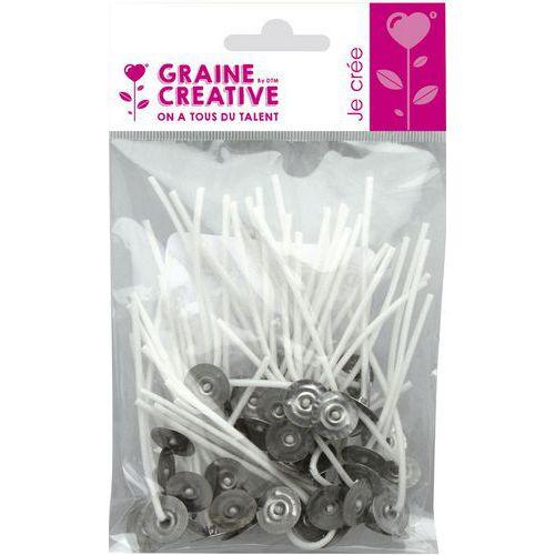 Illustration de : Sachet de 50 mèches à bougie 7 cm sur pied - Graine créative