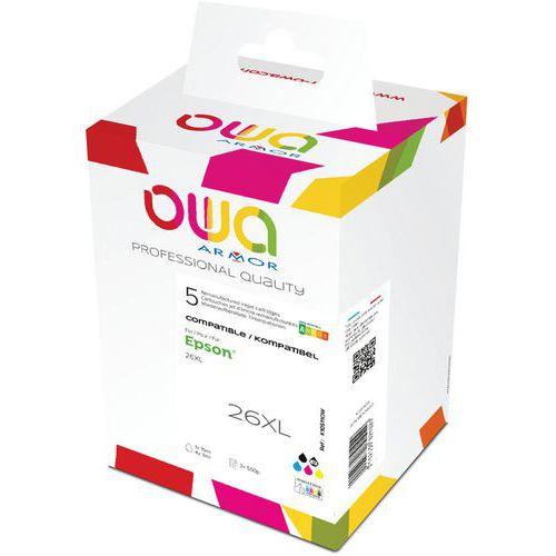 Illustration de : Cartouches d'encre remanufacturées Epson 26XL - 5 couleurs - Owa