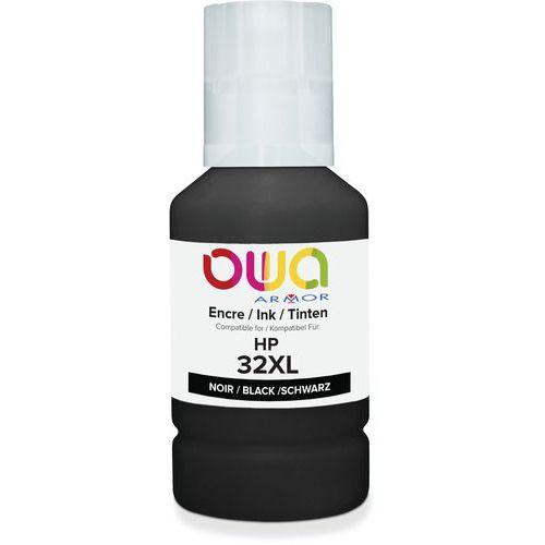 Illustration de : Bouteille d'encre compatible HP 32XL - Noir - Owa