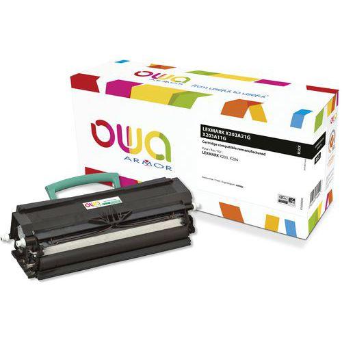 Illustration de : Toner remanufacturé Lexmark X203A21G - X203A11G Noir - Owa