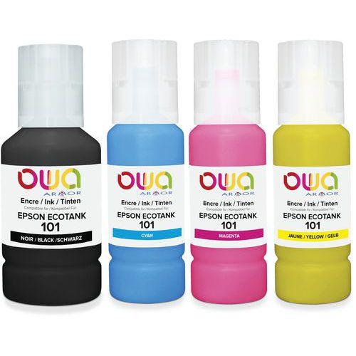 Illustration de : Bouteille d'encre compatible Epson 101 - 4 couleurs - Owa