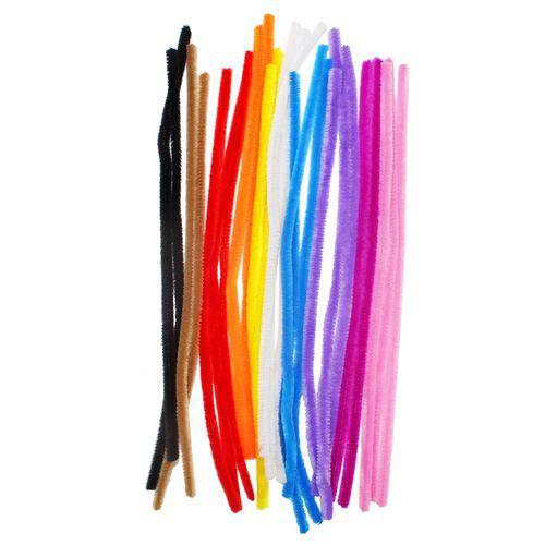 Illustration de : Sachet de 25 chenilles 30 cm Ø 8 mm, coloris assortis