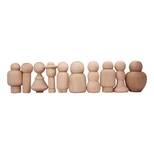 Illustration de : Lot de 10 personnages en bois à décorer