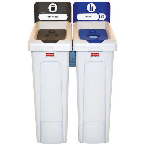 Illustration de : Station de recyclage Slim Jim 174L - Etiquette FR -_Rubbermaid