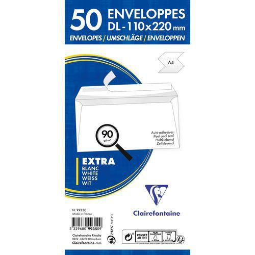 Illustration de : Enveloppes extra blanc DL 90g - Clairefontaine