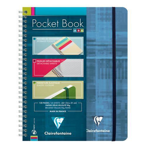 Illustration de : Pocket Book cahier reliure intégrale A5+ Ligné - Clairefontaine