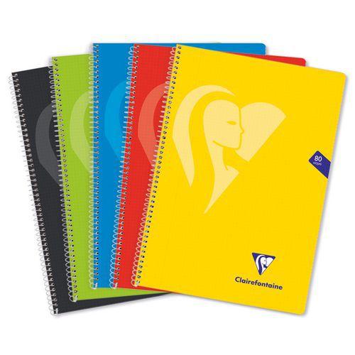 Illustration de : Cahier à spirale Mimesys Folio 4/4 couleurs vives - Clairefontaine