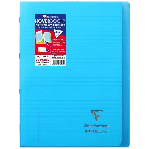 Illustration de : Cahier piqué Koverbook A4 ligné+marge 96p - Clairefontaine