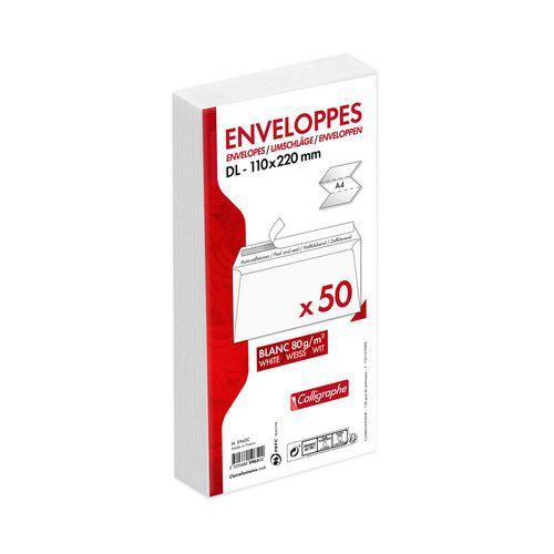 Illustration de : Enveloppes économiques 110x220 80g sous cello - Calligraphe