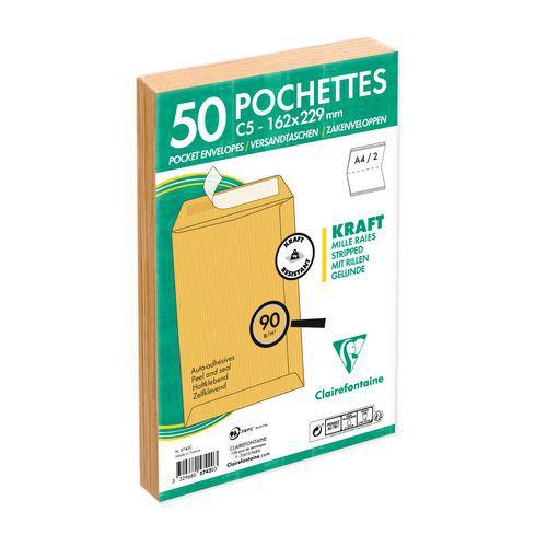 Illustration de : Pochettes Kraft mille raies - Clairefontaine