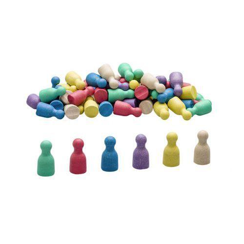 Illustration de : Lot 60 pions bois 6 couleurs - Wissner