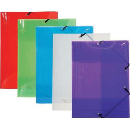 Illustration de : Chemise à élastique 3 rabats PP 5/10e crystal colours A4