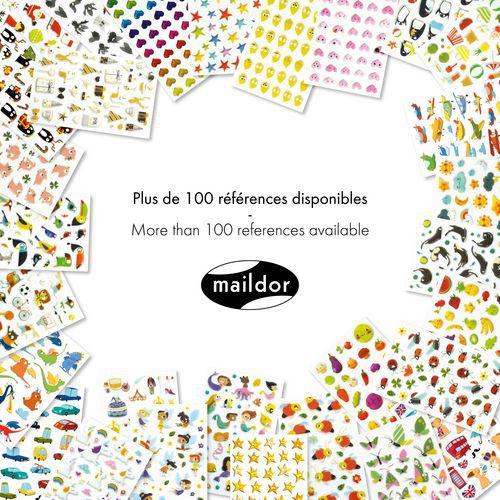 Illustration de : Etui 17 stickers 3d cooky 1 planche coeurs à motifs - Maildor