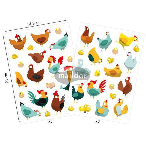 Illustration de : Etui 123 gommettes baby poules - Maildor