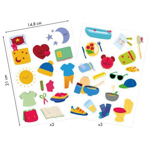 Illustration de : Etui 192 gommettes baby routines de la journée - Maildor