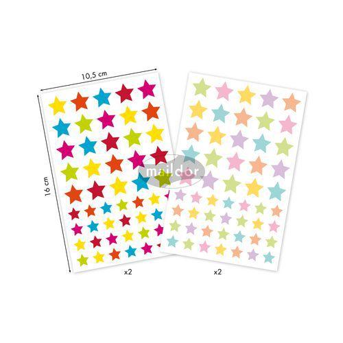 Illustration de : Etui 212 gommettes initial étoiles multicolores - Maildor