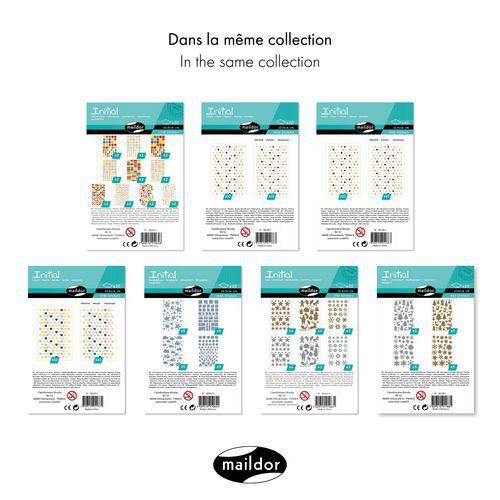 Illustration de : Etui 2260 gommettes initial mini ronds métal-pastel - Maildor
