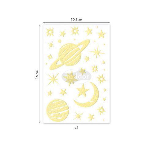 Illustration de : Etui 68 gommettes phospho' stick planètes - Maildor