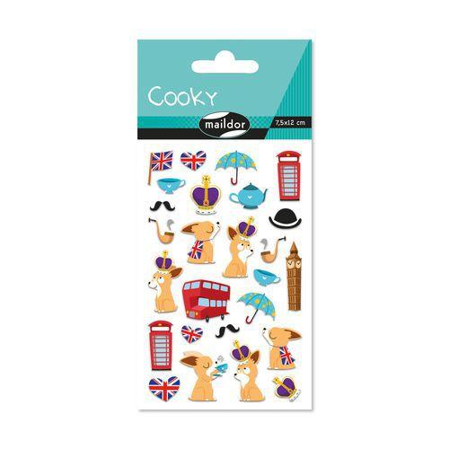 Illustration de : Etui 27 stickers 3d cooky 1 planche londres - Maildor