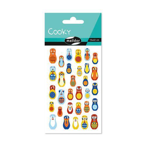 Illustration de : Etui 26 stickers 3d cooky 1 planche poupées russes - Maildor