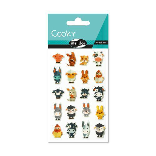 Illustration de : Etui 20 stickers 3d cooky 1 planche animaux de la ferme 2 - Maildor