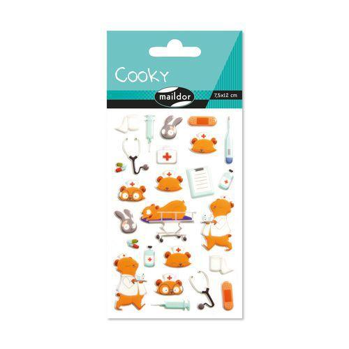 Illustration de : Etui 25 stickers 3d cooky 1 planche infirmières - Maildor