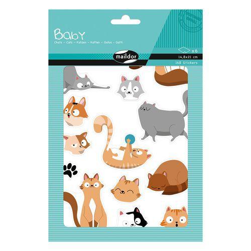 Illustration de : Etui 168 gommettes baby chats - Maildor