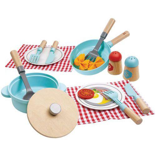 Illustration de : Set de cuisine et de service plusieurs pièces - Hape