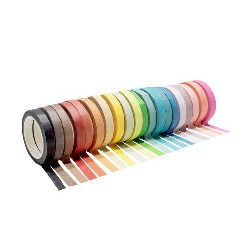 Illustration de : Lot 20 rubans adhésifs 7 mm x 10 m couleurs pastel