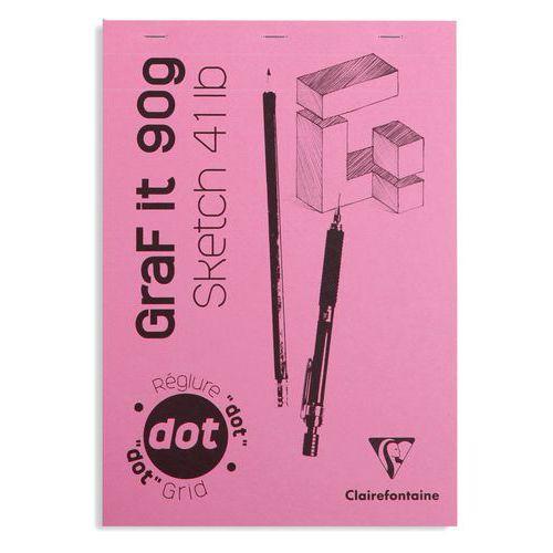 Illustration de : Bloc GraF'iT DOT 90g 160 pages couverture rose - Clairefontaine
