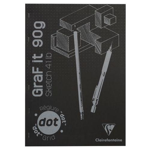 Illustration de : Bloc GraF'iT DOT 90g 160 pages couverture noire - Clairefontaine