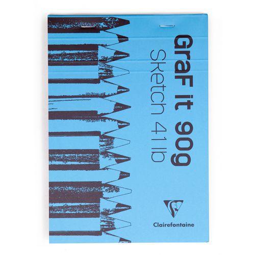 Illustration de : Bloc GraF'iT A6 80 feuilles 90g bleu - Clairefontaine