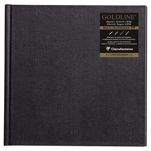 Illustration de : Carnet Collé Goldline 140g papier blanc carré - Clairefontaine