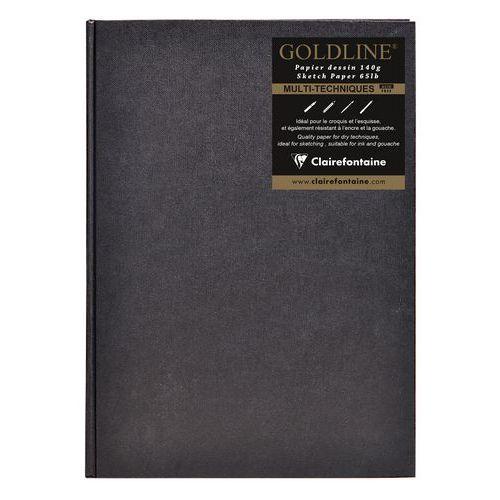 Illustration de : Carnet Collé Goldline 140g papier ivoire portrait - Clairefontaine