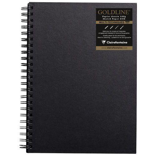 Illustration de : Carnet Spiralé Goldline 140g papier blanc portrait - Clairefontaine