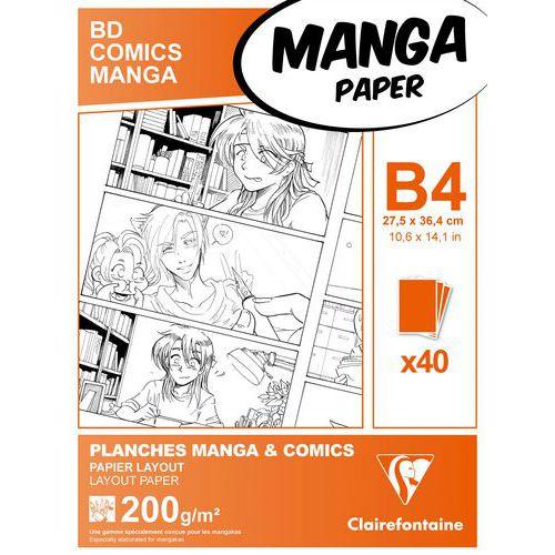 Illustration de : Etui Manga Planches 200g uni- Clairefontaine