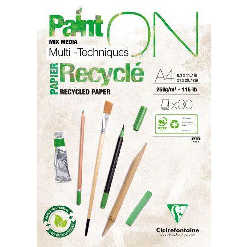 Illustration de : Bloc 30 feuilles PaintON Recyclé 250g - Clairefontaine