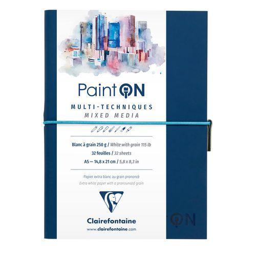 Illustration de : Carnet Cousu PaintON 250g grain prononcé - Clairefontaine