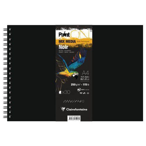 Illustration de : Carnet spiralé PaintON Noir 250g - Clairefontaine
