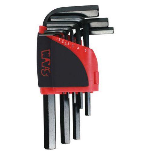 Illustration de : Ratelier 9 cles males courtes 6 pans 1,5 à 10mm